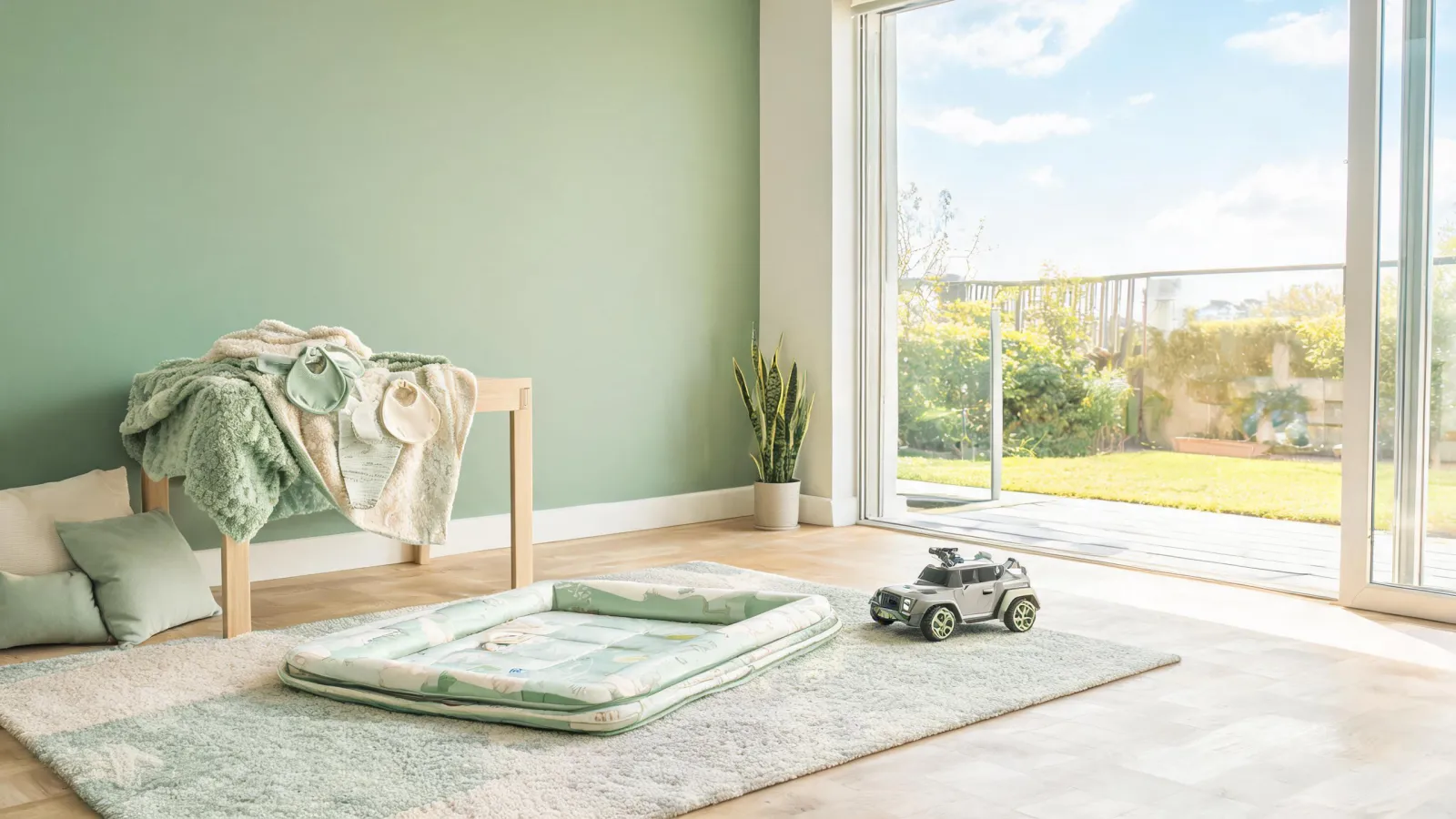 Banzai baby textiles and outdoor toys in a calm family play space
