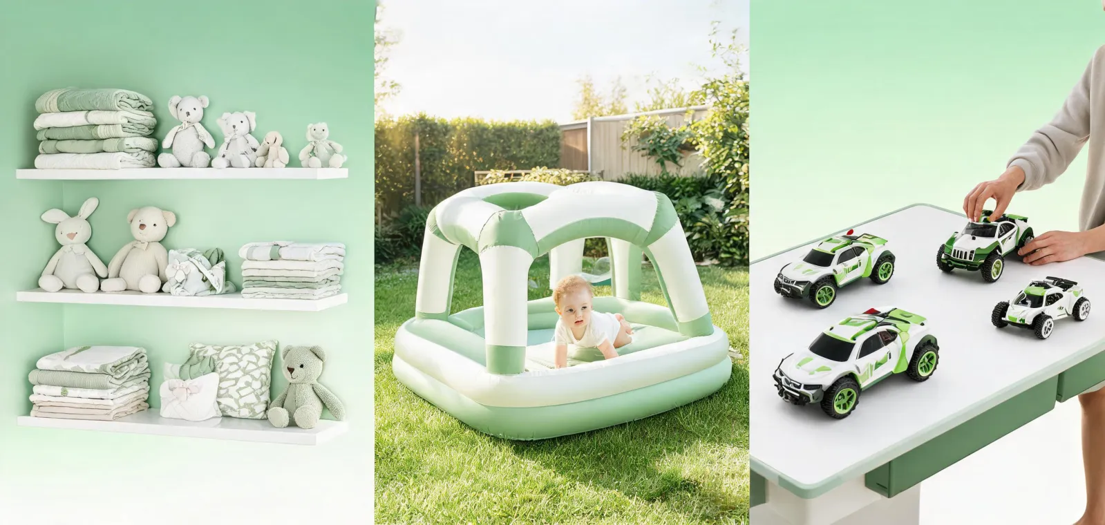 Banzai family retail scenes for nursery and play categories
